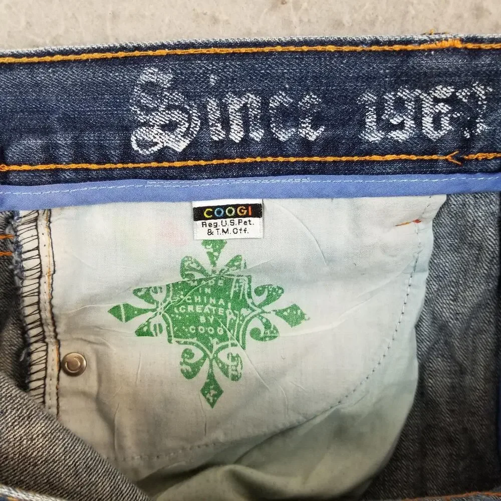 Coogi Jeans Mens 36x34 Blue Denim Embroidered Dragon Back Pocket Baggy Hip‎ Hop